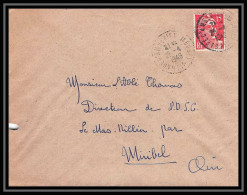 5557 N°813 Marianne De Gandon 1949 Bugey Pour L'Abbé Thomas Miribel Ain Lettre (cover) - 1945-54 Marianne De Gandon