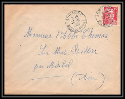 5546 N°813 Marianne De Gandon 1951 Aubagne Bouches-du-Rhône Pour L'Abbé Thomas Miribel Ain Lettre (cover) - 1945-54 Marianne De Gandon