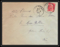 5515 N°813 Marianne De Gandon 1951 Ain Chatenay Pour L'Abbé Thomas Miribel Ain Lettre (cover) - 1945-54 Marianne Of Gandon