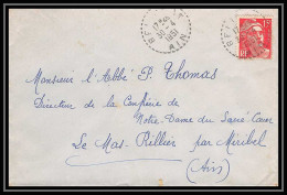 5496 N°813 Marianne De Gandon 1951 Ain Cachet Perlé Pour L'Abbé Thomas Miribel Ain Lettre (cover) - 1945-54 Marianne De Gandon