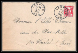 5471 N°813 Marianne De Gandon 1951 Ain Lagnieu Pour L'Abbé Thomas Miribel Ain Lettre (cover) - 1945-54 Marianne Of Gandon