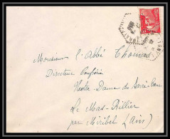 5475 N°813 Marianne De Gandon 1950 Cachet Perlé Pour L'Abbé Thomas Miribel Ain Lettre (cover) - 1945-54 Marianne De Gandon