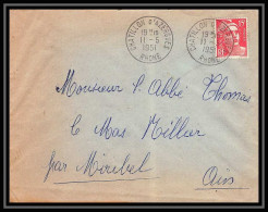 5457 N°813 Marianne De Gandon 1951 Rhône Chatillon D'Azergues Pour L'Abbé Thomas Miribel Ain Lettre (cover) - 1945-54 Marianne (Gandon)