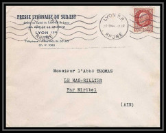 5805 Petain N° 517 1944 Rhône Lyon Pour L'Abbé Thomas Miribel Ain Lettre (cover) - 1941-42 Pétain