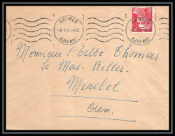 5453 N°813 Marianne De Gandon 1951 Antibes Pour L'Abbé Thomas Miribel Ain Lettre (cover) - 1945-54 Marianne De Gandon