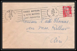 5441 N°813 Marianne De Gandon 1949 Lyon Gare MOTEURS Pour L'Abbé Thomas Miribel Ain Lettre (cover) - Covers & Documents