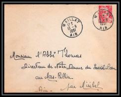 5440 N°813 Marianne De Gandon 1951 Ain MAILLAT Pour L'Abbé Thomas Miribel Ain Lettre (cover) - 1945-54 Marianne Of Gandon