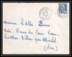 5424 N°886 Marianne De Gandon 1952 HauteS Savoie CRUSEILLES Pour L'Abbé Thomas Miribel Ain Lettre (cover) - 1945-54 Marianne (Gandon)