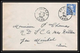 5391 N°886 Marianne De Gandon 1952 Gard Bessèges Pour L'Abbé Thomas Miribel Ain Lettre (cover) - 1945-54 Marianne De Gandon