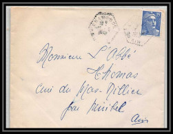 5384 N°886 Marianne De Gandon 1952 Ain CHAMPDOR Cachet Perlé Pour L'Abbé Thomas Miribel Ain Lettre (cover) - 1945-54 Marianne De Gandon