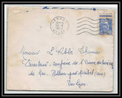 5393 N°886 Marianne De Gandon 1952 MEUSE VERDUN BORD DE FEUILLE Pour L'Abbé Thomas Miribel Ain Lettre (cover) - 1945-54 Marianne Of Gandon