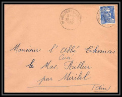 5374 N°886 Marianne De Gandon 1952 Saone-et-Loire Beaurepaire-en-Bresse Pour L'Abbé Thomas Miribel Ain Lettre (cover) - 1945-54 Marianne Of Gandon