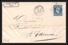 6948 LAC 1859 LP2a Convoyeur LIMOGES PARIS N 14 Napoleon 20c TB St Etienne Loire Fustier France Lettre  - Poste Ferroviaire
