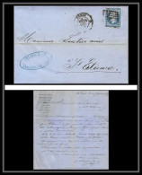 6955 LAC Entete Trupel Messageries Allemandes 1859 Ambulant D PARIS N 14 Napoleon 20c St Etienne Loire France Lettre - Spoorwegpost