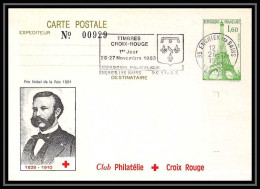 6793 Tour Eiffel 1f60 Repiquage Dunant Croix Rouge (red Cross) 1983 France Entier Postal Stationery Carte Postale - Cartes Postales Repiquages (avant 1995)