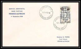 6613/ France Lettre (cover) N°1480 Echec Chess FRANCE AUTRICHE Premier Service Aéropostal Sans Surtaxe 1966 - 1960-.... Covers & Documents