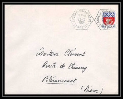 6559/ France Lettre N°1354B Armoirie Paris Angeac-Champagne Charente Pour Blérancourt Aisne Héxagonal - 1961-....