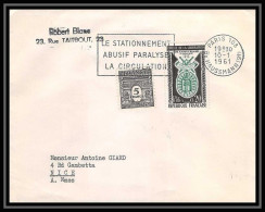 6527/ France Lettre (cover) Commémoratif N°1272 + Arc De Triomphe Libération Flamme Stationnement 1961 - Commemorative Postmarks