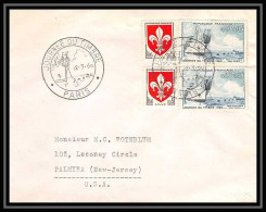 6515/ France Lettre (cover) Commémoratif N°1230 + 1245 Journée Du Timbre 1960 Paris Pour Palmyra Usa - Commemorative Postmarks