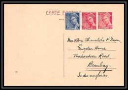 6474/ Entier Postal Stationery Carte Postale Mercure A1 Date 935 + Complémént Pour Bombay Inde (India) - Standard Postcards & Stamped On Demand (before 1995)