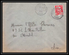 6375/ France Lettre (cover) N°813 Gandon 1951 St Etienne Bellevue Loire Pour Miribel AIN (abbé Thomas) - 1945-54 Marianne De Gandon