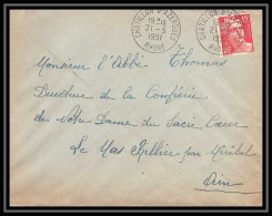6370/ France Lettre (cover) N°813 Gandon 1951 Chatillon D'azergues Rhone Pour Miribel AIN (abbé Thomas) - 1945-54 Marianne (Gandon)