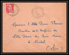 6354/ France Lettre (cover) N°813 Gandon 1951 Sail-sous-Couzan Loire Pour Miribel AIN (abbé Thomas) - 1945-54 Marianne (Gandon)