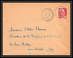 6366/ France Lettre (cover) N°813 Gandon 1951 Saint Andre Val De Fier Savoie Pour Miribel AIN (abbé Thomas) - 1945-54 Marianne Of Gandon