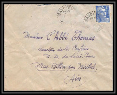 6308/ France Lettre (cover) N°886 Gandon 1951 Savoyeux Haute Saone Pour Miribel AIN (abbé Thomas) - 1945-54 Marianne Of Gandon