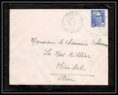 6321/ France Lettre (cover) N°886 Gandon 1952 Messery Haute-Savoie Pour Miribel AIN (abbé Thomas) - 1945-54 Marianne De Gandon