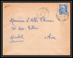 6303/ France Lettre (cover) N°886 Gandon 1951 Labégude Ardèche Pour Miribel AIN (abbé Thomas) - 1945-54 Marianne De Gandon