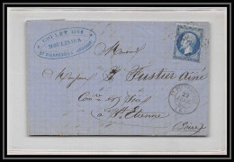 8279 LAC Feauz 1866 N 22 Napoleon 20c GC 3818 Saint-Pierreville D'ardeche St Etienne Loire France Lettre Cover - 1849-1876: Période Classique