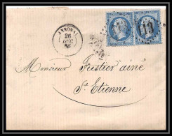 8272 LAC 1866 TB N 22 Napoleon 20c X2 GC 113 Annonay Ardeche St Etienne Loire France Lettre Cover - 1849-1876: Classic Period