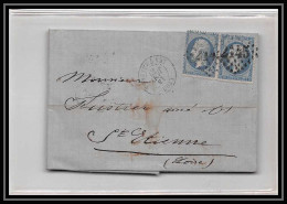 8273 LAC 1867 N 22 Napoleon 20c GC 2145 Lyon X2 St Etienne Loire France Lettre Cover - 1849-1876: Période Classique