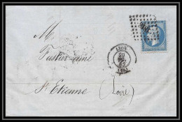 8260 LAC 1862 TB N 22 Napoleon 20c GC St Etienne Loire France Lettre Cover - 1849-1876: Classic Period