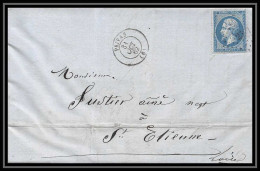 8259 LAC 1862 TB Pc 2581 Sur N 22 Napoleon 20c Privas Ardeche St Etienne Loire France Lettre Cover - 1849-1876: Période Classique