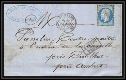 8242 LAC 1860 Apres Le Depart N 14 20c Pc 886 Clermont Ferrand Puy De Dome St Etienne Loire France Lettre Cover - 1849-1876: Classic Period