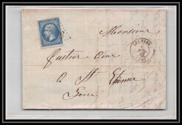 8257 LAC 1867 N 22 Napoleon 20c GC 4096 Les Vans Ardeche St Etienne Loire France Lettre Cover - 1849-1876: Classic Period