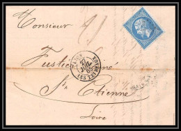 8255 LAC 1865 TB N 22 Napoleon 20c GC 2145 Lyon St Etienne Loire France Lettre Cover - 1849-1876: Classic Period