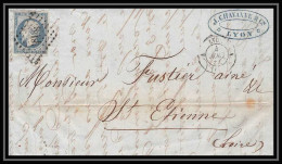 8175 LAC 1854 N 14 Bleu Laiteux TB Napoleon 20c Pc 1818 Lyon Rhone St Etienne Loire France Lettre Cover - 1849-1876: Période Classique