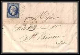 8099 Lac 1856 N 14 Bleu Fonce Napoleon 20c TB Pc 1593 Joyeuse Ardeche St Etienne Loire France Lettre Cover - 1849-1876: Classic Period