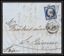 8124 LAC 1856 N 14 Bleu Fonce Napoleon 20c Pc 1818 Lyon Rhone St Etienne Loire France Lettre Cover - 1849-1876: Classic Period