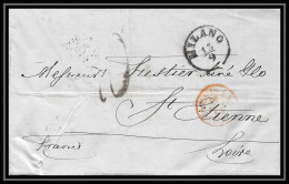 8097 Lsc Milano 1851 Cachet D'entree Marque Pour St Etienne Loire Postale France Lettre (cover) - 1849-1876: Classic Period