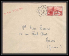 7857 Croiseur Duquesne Bcn Toulon 1945 Pour Auxerre France Poste Navale Militaire Lettre (cover) - Brieven En Documenten