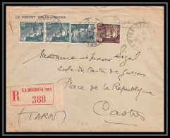 7725 La Roche Sur Yon Prefet Vendee Affranchissement Gandon 9f Pour Castres 1946 France Lettre Recommande (cover) - 1921-1960: Période Moderne