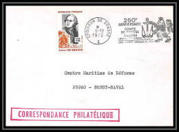 7641 Croiseur De Grasse + Timbre 1972poste Navale Militaire France Lettre (cover) - Poste Navale