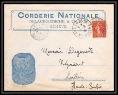 7457 Enveloppe Illustree Corderie Nationale 1915 Delacroixriche Geneve Semeuse France Lettre (cover) TB Etat - 1877-1920: Période Semi Moderne