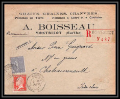 7453 Enveloppe Entete Grains Boisseau Montbisot Sarthe 1925 Semeuse France Lettre (cover) TB Etat - 1921-1960: Période Moderne