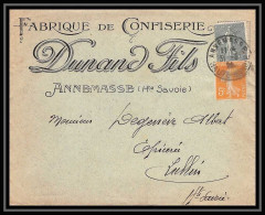 7426 Enveloppe Illustree Confiserie Dunand 1924 Annemasse Haute Savoie Lullin Semeuse France Lettre TB Etat - 1921-1960: Période Moderne