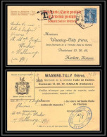 9280 Taxe Entete Huile Tilly Freres N°140 Semeuse Walbourg Bas Rhin 1921 Harlem Pays-Bas Netherlands France Carte - 1921-1960: Modern Period